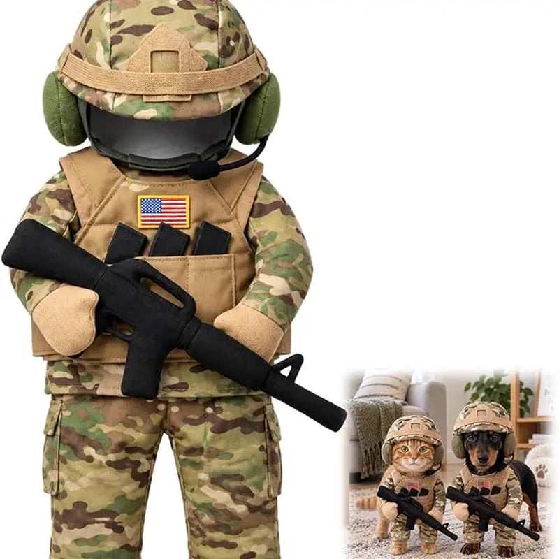 Dog Army Halloween Costume - Funny Cosplay Outfit for Small, Medium, Large Dogs (Pet Clothing)