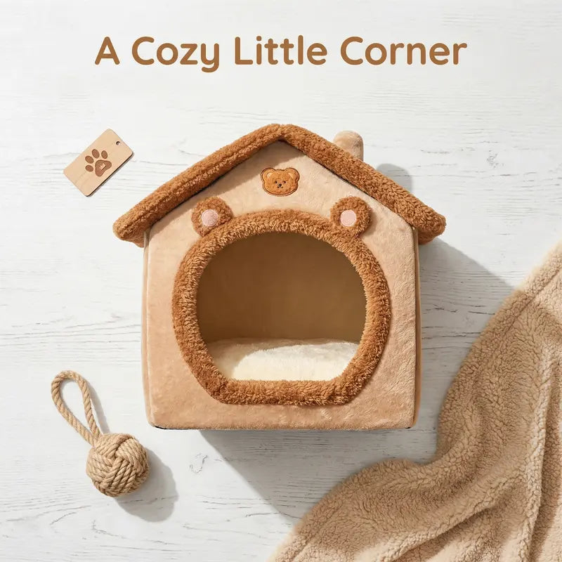 1Pc Pet Bed House for Cats, Removable and Washable Cat House, Winter Warm Cat Bed Soft and Comfortable Puppy Cave Nest Christmas Gift