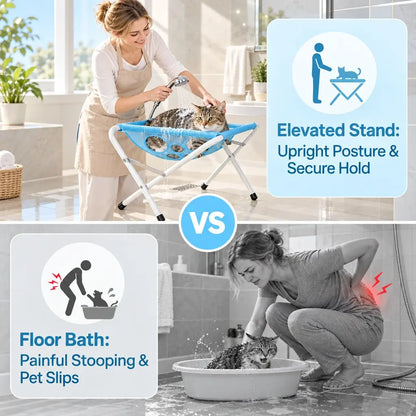 Grooming Hammock for Pets, Foldable Mesh Stand, Easy Nail Trimming & Bathing, Ideal for Dogs & Cats, Convenient One-Person Job