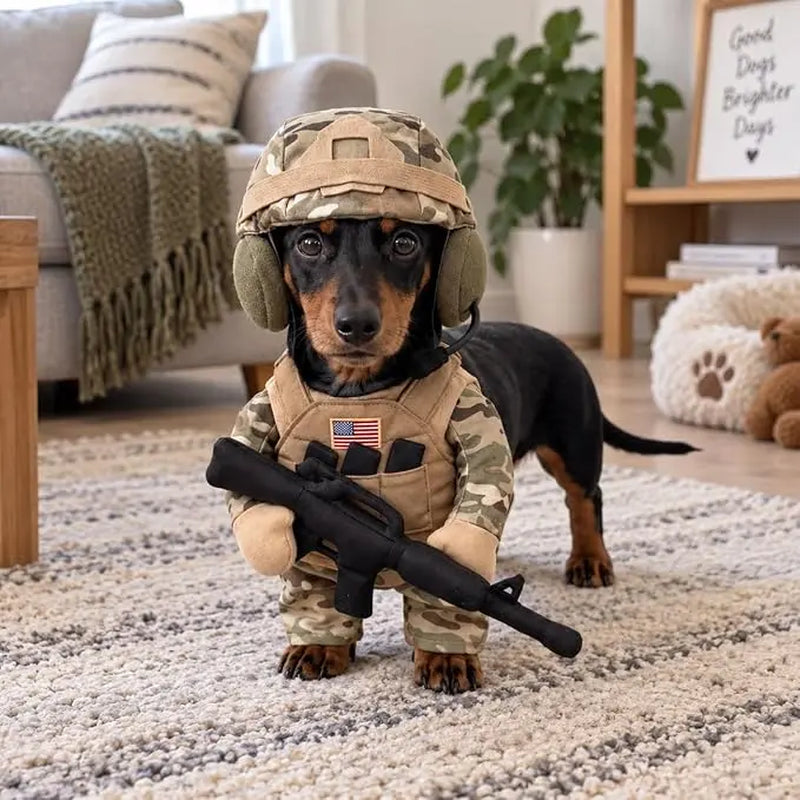 Dog Army Halloween Costume - Funny Cosplay Outfit for Small, Medium, Large Dogs (Pet Clothing)