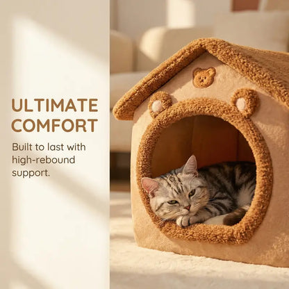 1Pc Pet Bed House for Cats, Removable and Washable Cat House, Winter Warm Cat Bed Soft and Comfortable Puppy Cave Nest Christmas Gift
