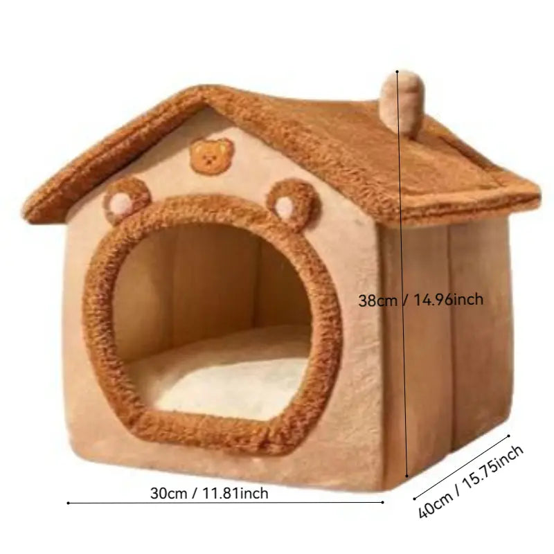1Pc Pet Bed House for Cats, Removable and Washable Cat House, Winter Warm Cat Bed Soft and Comfortable Puppy Cave Nest Christmas Gift
