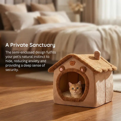 1Pc Pet Bed House for Cats, Removable and Washable Cat House, Winter Warm Cat Bed Soft and Comfortable Puppy Cave Nest Christmas Gift