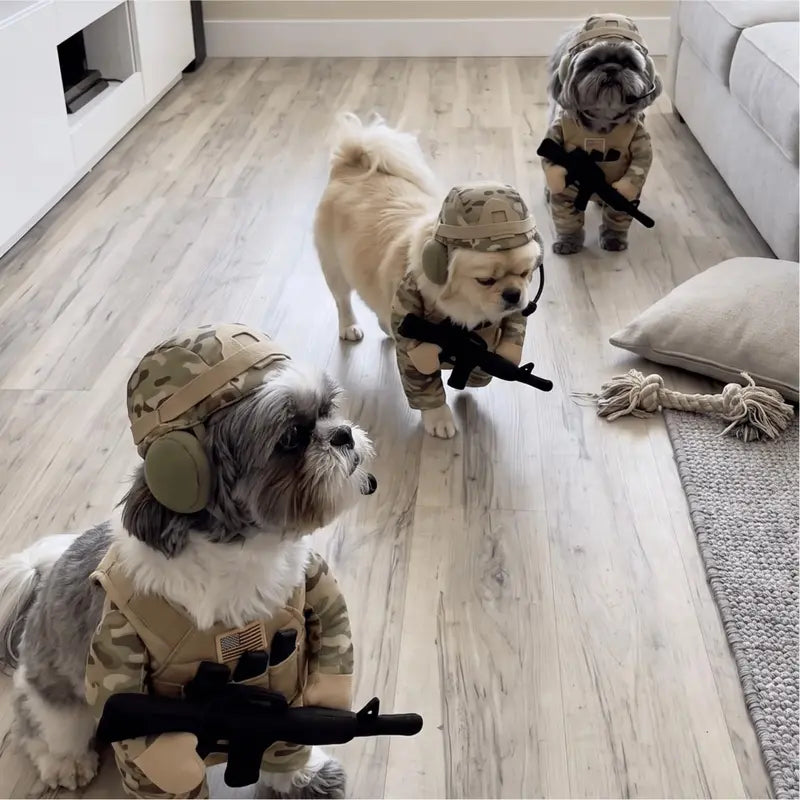 Dog Army Halloween Costume - Funny Cosplay Outfit for Small, Medium, Large Dogs (Pet Clothing)