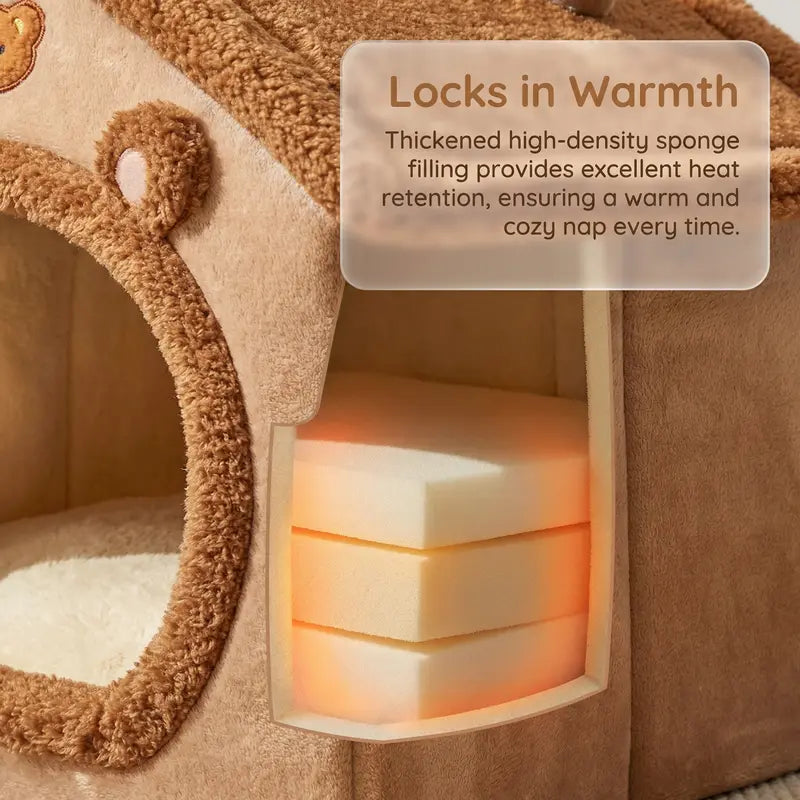 1Pc Pet Bed House for Cats, Removable and Washable Cat House, Winter Warm Cat Bed Soft and Comfortable Puppy Cave Nest Christmas Gift