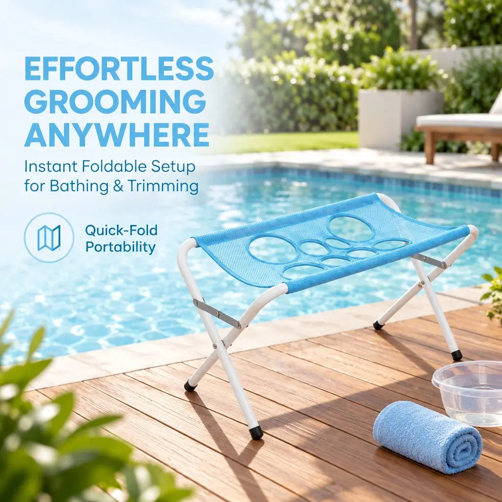 Grooming Hammock for Pets, Foldable Mesh Stand, Easy Nail Trimming & Bathing, Ideal for Dogs & Cats, Convenient One-Person Job