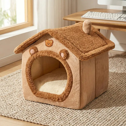 1Pc Pet Bed House for Cats, Removable and Washable Cat House, Winter Warm Cat Bed Soft and Comfortable Puppy Cave Nest Christmas Gift
