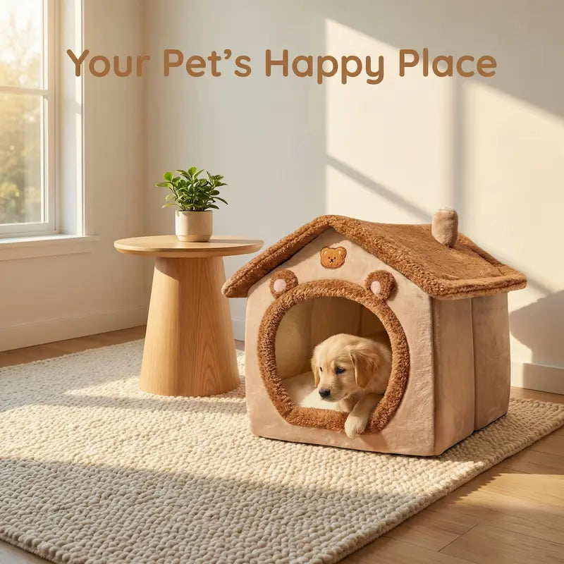 1Pc Pet Bed House for Cats, Removable and Washable Cat House, Winter Warm Cat Bed Soft and Comfortable Puppy Cave Nest Christmas Gift