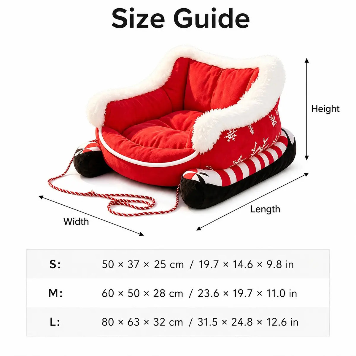 Christmas Sleigh-Shaped Pet Bed, Washable Waterproof Bite-Resistant Soft Plush Bed for Dog and Cat, Cozy Winter Holiday Sofa Bed, Christmas Gift