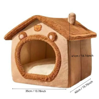 1Pc Pet Bed House for Cats, Removable and Washable Cat House, Winter Warm Cat Bed Soft and Comfortable Puppy Cave Nest Christmas Gift